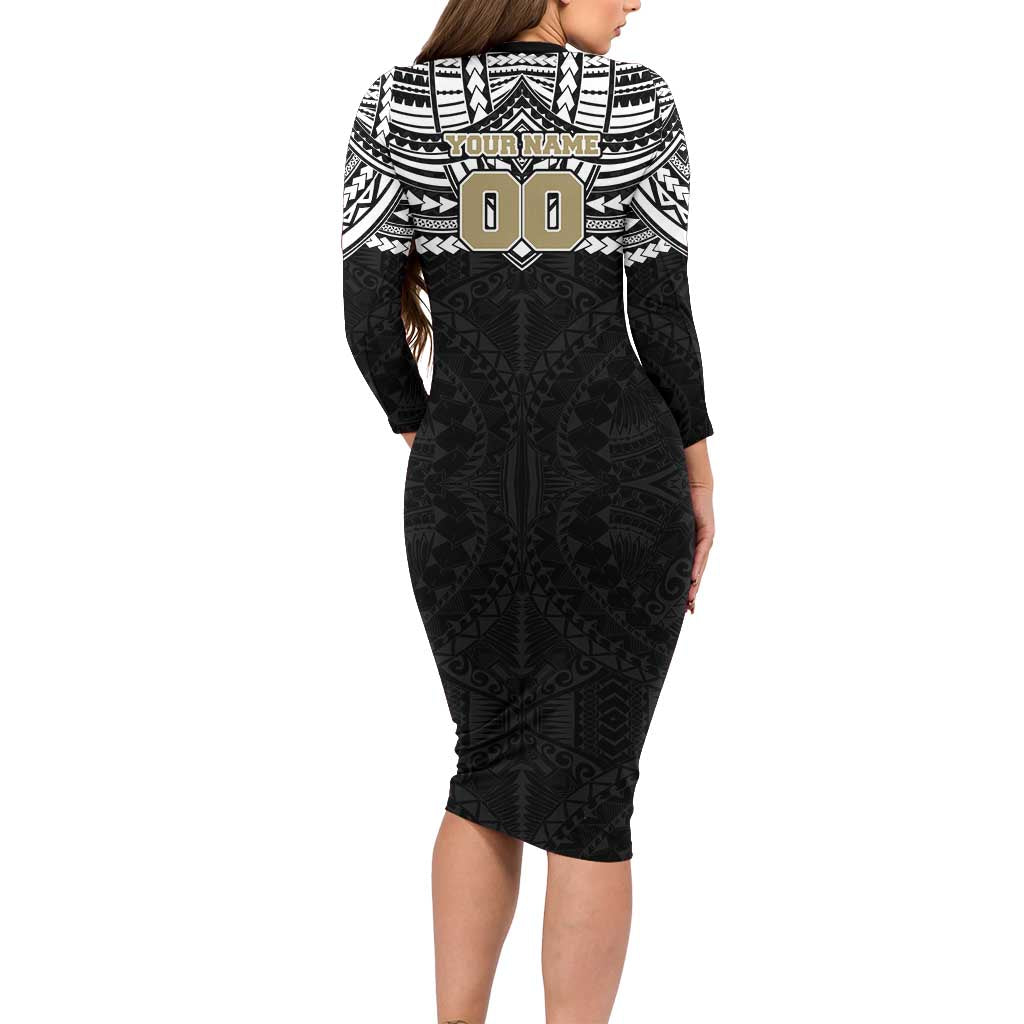 Personalized Collingwood Magpies Family Matching Long Sleeve Bodycon Dress and Hawaiian Shirt Polynesian Tribal Pattern Heritage Football