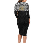 Personalized Collingwood Magpies Family Matching Long Sleeve Bodycon Dress and Hawaiian Shirt Polynesian Tribal Pattern Heritage Football