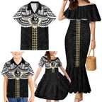 Personalized Collingwood Magpies Family Matching Mermaid Dress and Hawaiian Shirt Polynesian Tribal Pattern Heritage Football