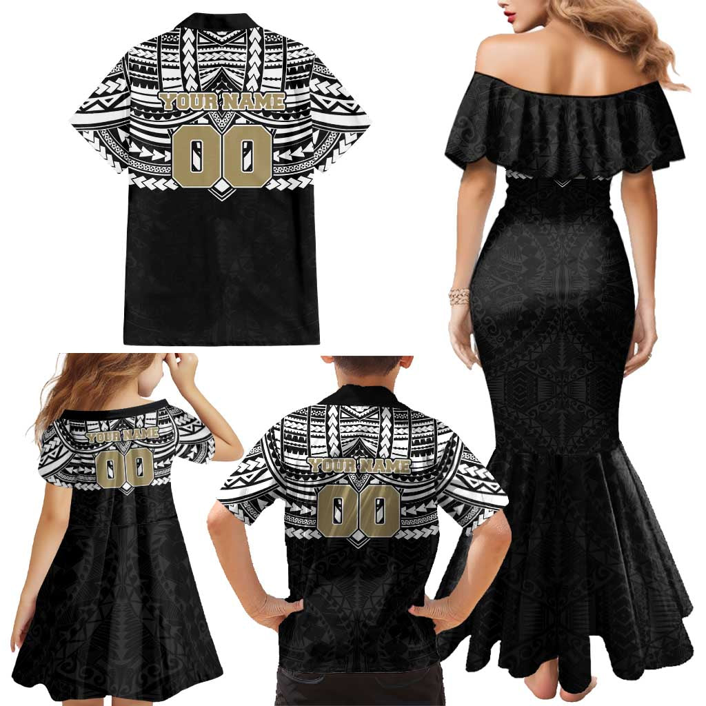 Personalized Collingwood Magpies Family Matching Mermaid Dress and Hawaiian Shirt Polynesian Tribal Pattern Heritage Football