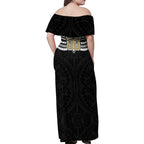 Personalized Collingwood Magpies Family Matching Off Shoulder Maxi Dress and Hawaiian Shirt Polynesian Tribal Pattern Heritage Football