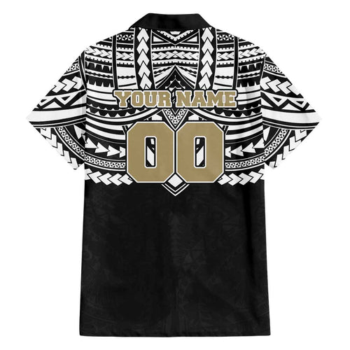 Personalized Collingwood Magpies Family Matching Off Shoulder Short Dress and Hawaiian Shirt Polynesian Tribal Pattern Heritage Football