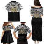 Personalized Collingwood Magpies Family Matching Puletasi and Hawaiian Shirt Polynesian Tribal Pattern Heritage Football