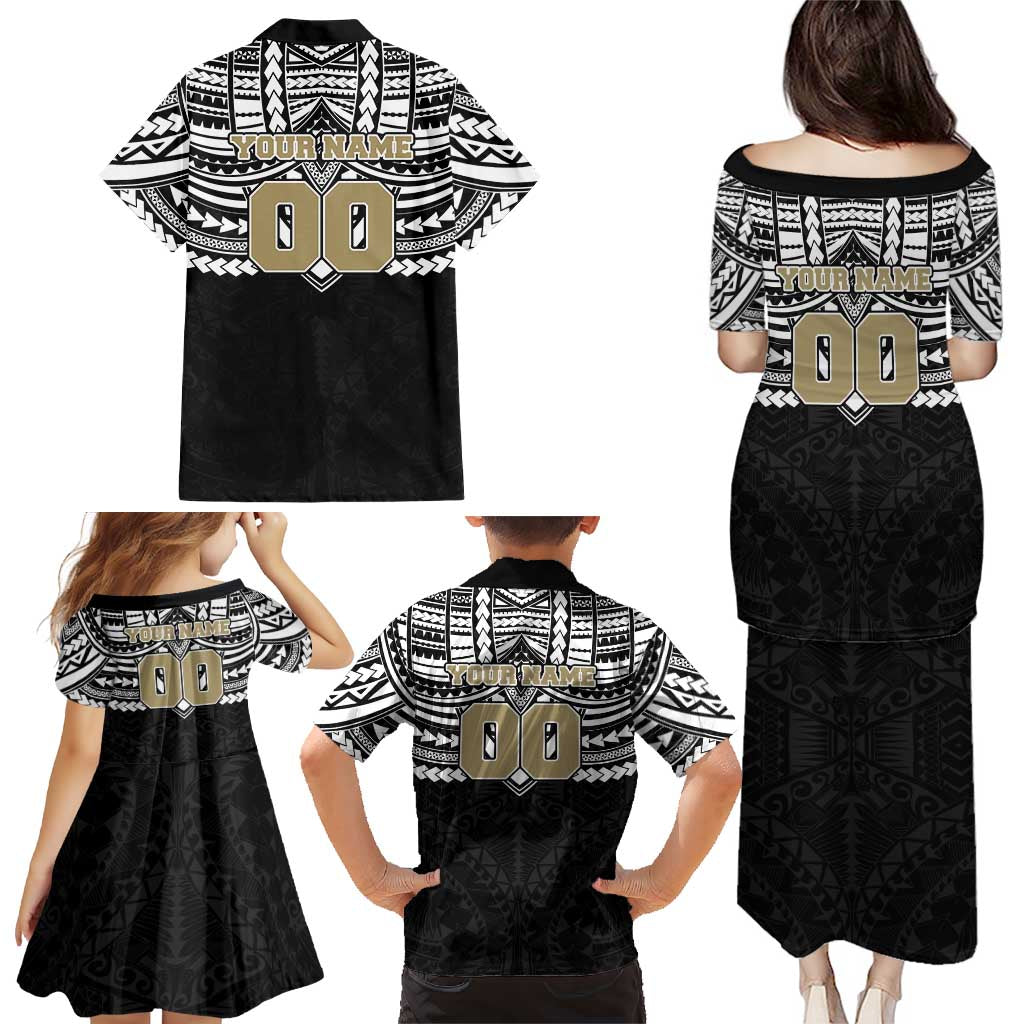 Personalized Collingwood Magpies Family Matching Puletasi and Hawaiian Shirt Polynesian Tribal Pattern Heritage Football
