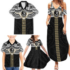 Personalized Collingwood Magpies Family Matching Summer Maxi Dress and Hawaiian Shirt Polynesian Tribal Pattern Heritage Football