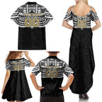 Personalized Collingwood Magpies Family Matching Summer Maxi Dress and Hawaiian Shirt Polynesian Tribal Pattern Heritage Football