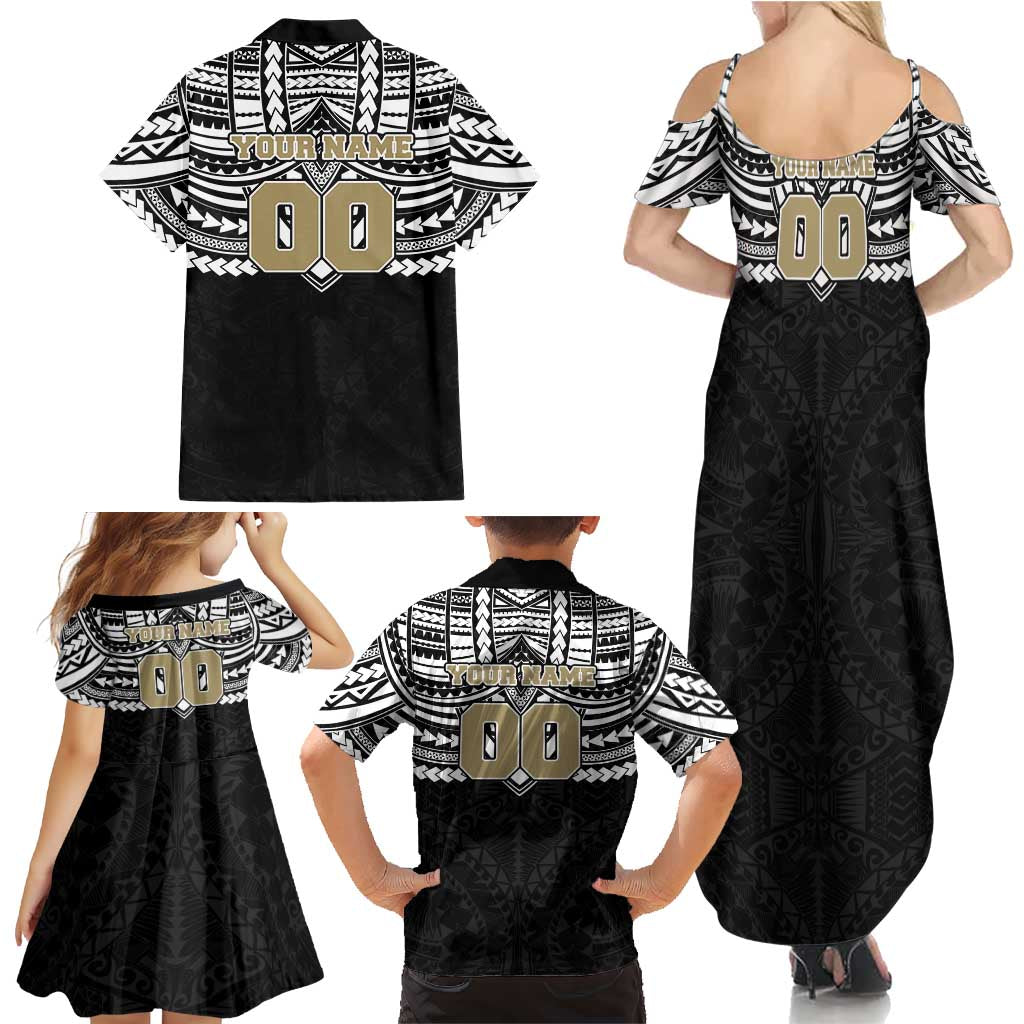 Personalized Collingwood Magpies Family Matching Summer Maxi Dress and Hawaiian Shirt Polynesian Tribal Pattern Heritage Football