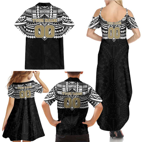 Personalized Collingwood Magpies Family Matching Summer Maxi Dress and Hawaiian Shirt Polynesian Tribal Pattern Heritage Football