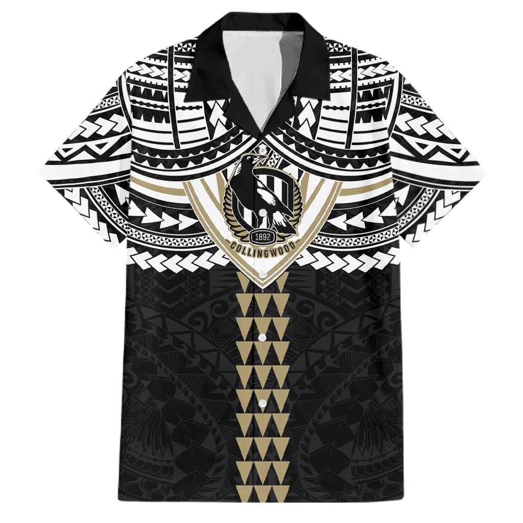Personalized Collingwood Magpies Family Matching Summer Maxi Dress and Hawaiian Shirt Polynesian Tribal Pattern Heritage Football