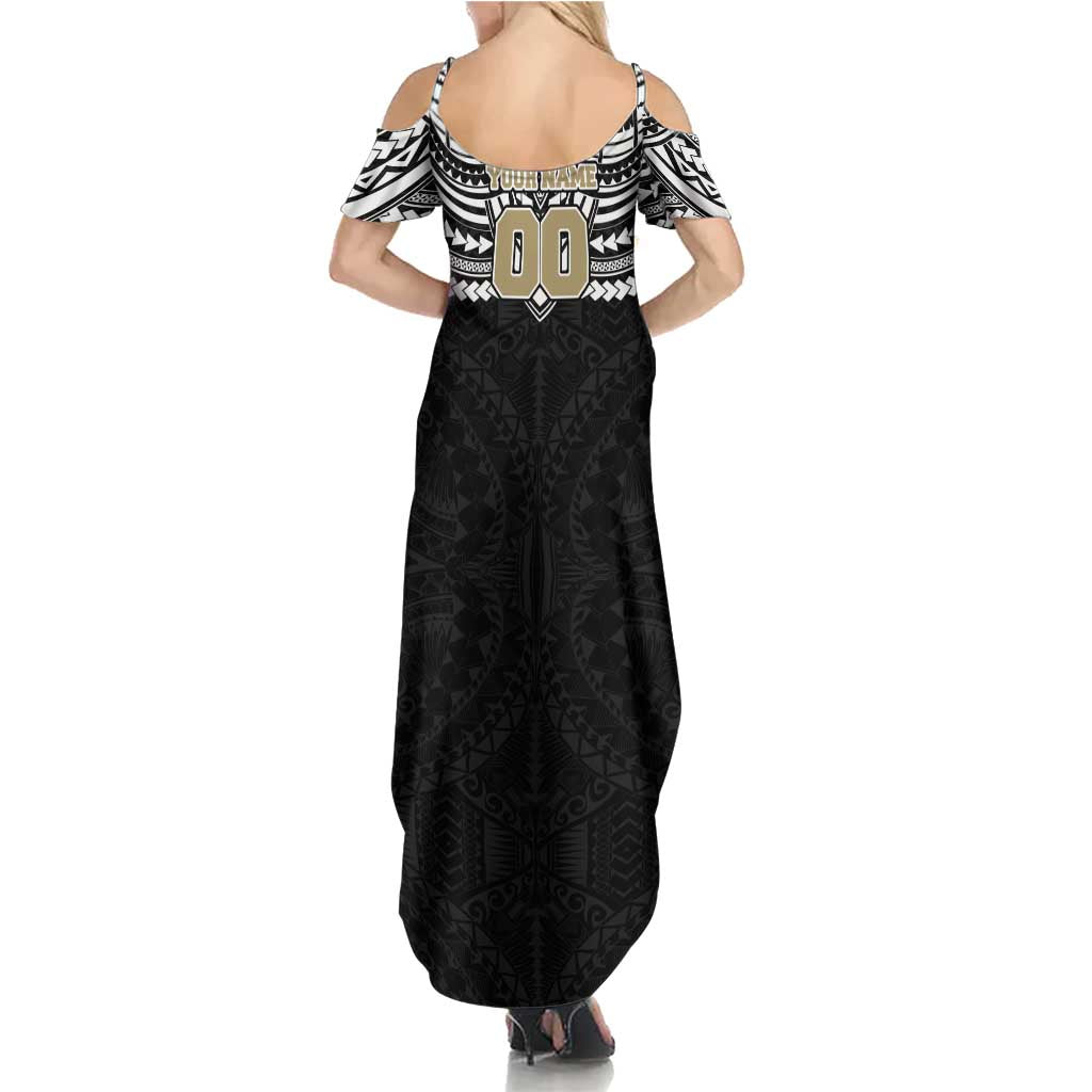 Personalized Collingwood Magpies Family Matching Summer Maxi Dress and Hawaiian Shirt Polynesian Tribal Pattern Heritage Football