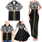 Personalized Collingwood Magpies Family Matching Tank Maxi Dress and Hawaiian Shirt Polynesian Tribal Pattern Heritage Football