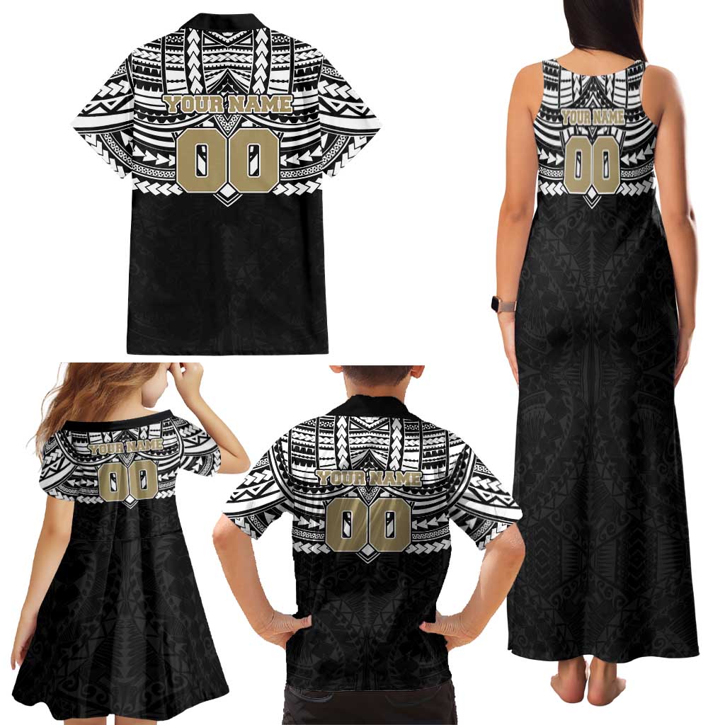 Personalized Collingwood Magpies Family Matching Tank Maxi Dress and Hawaiian Shirt Polynesian Tribal Pattern Heritage Football