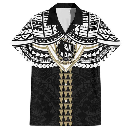 Personalized Collingwood Magpies Family Matching Tank Maxi Dress and Hawaiian Shirt Polynesian Tribal Pattern Heritage Football