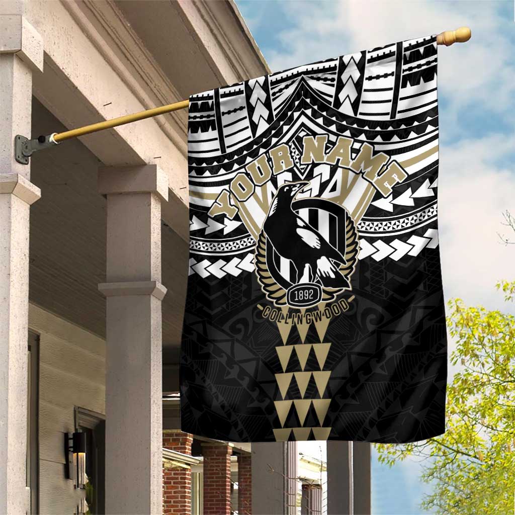 Personalized Collingwood Magpies Garden Flag Polynesian Tribal Pattern Heritage Football