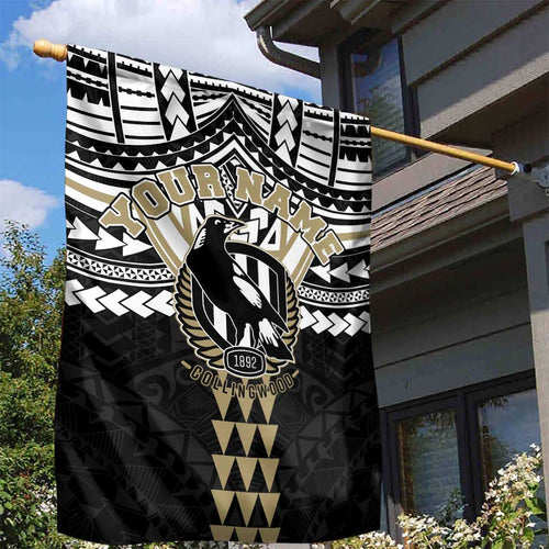 Personalized Collingwood Magpies Garden Flag Polynesian Tribal Pattern Heritage Football