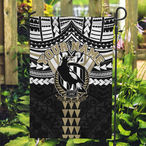 Personalized Collingwood Magpies Garden Flag Polynesian Tribal Pattern Heritage Football