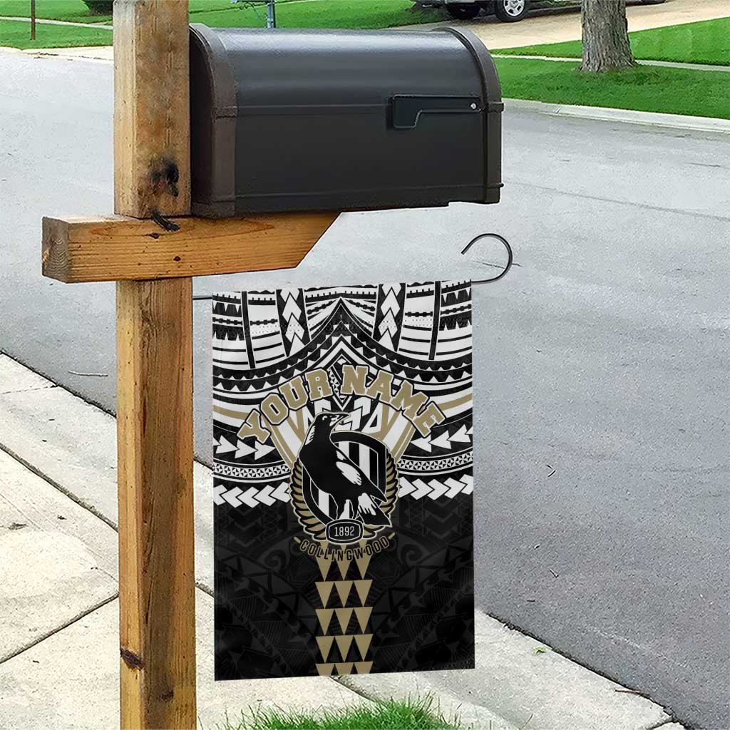 Personalized Collingwood Magpies Garden Flag Polynesian Tribal Pattern Heritage Football