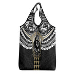 Personalized Collingwood Magpies Grocery Bag Polynesian Tribal Pattern Heritage Football