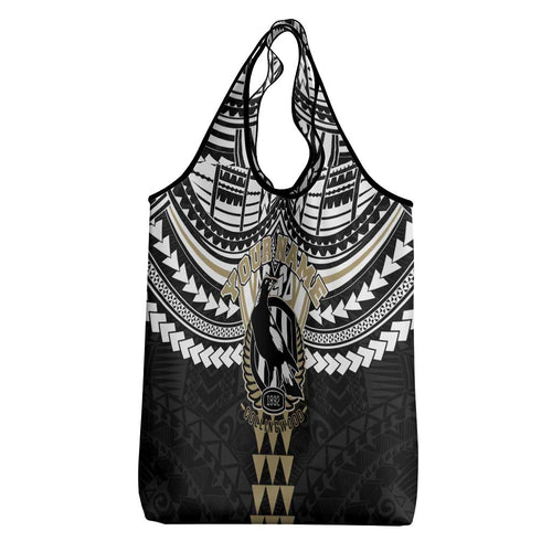 Personalized Collingwood Magpies Grocery Bag Polynesian Tribal Pattern Heritage Football