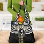 Personalized Collingwood Magpies Grocery Bag Polynesian Tribal Pattern Heritage Football