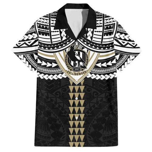 Personalized Collingwood Magpies Hawaiian Shirt Polynesian Tribal Pattern Heritage Football