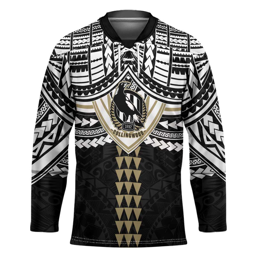 Personalized Collingwood Magpies Hockey Jersey Polynesian Tribal Pattern Heritage Football