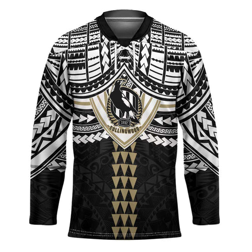 Personalized Collingwood Magpies Hockey Jersey Polynesian Tribal Pattern Heritage Football