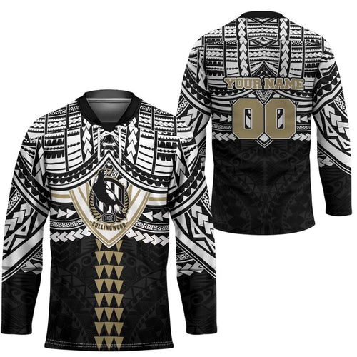 Personalized Collingwood Magpies Hockey Jersey Polynesian Tribal Pattern Heritage Football