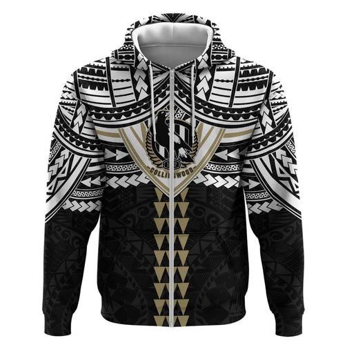 Personalized Collingwood Magpies Hoodie Polynesian Tribal Pattern Heritage Football
