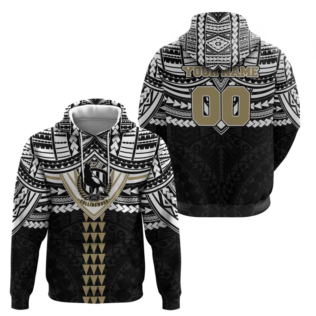 Personalized Collingwood Magpies Hoodie Polynesian Tribal Pattern Heritage Football