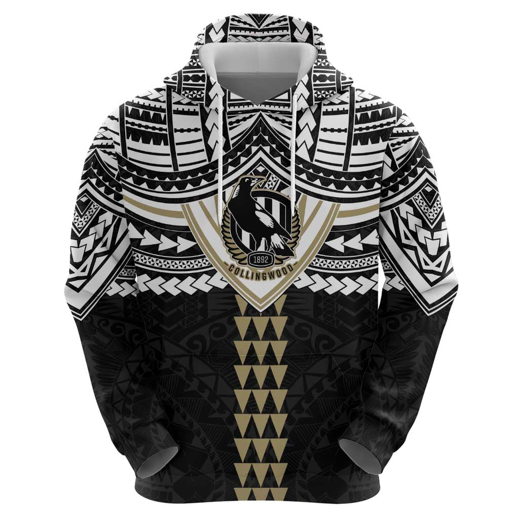 Personalized Collingwood Magpies Hoodie Polynesian Tribal Pattern Heritage Football