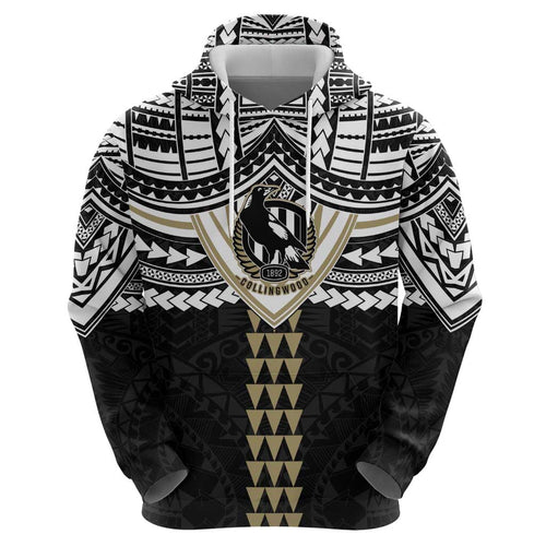 Personalized Collingwood Magpies Hoodie Polynesian Tribal Pattern Heritage Football