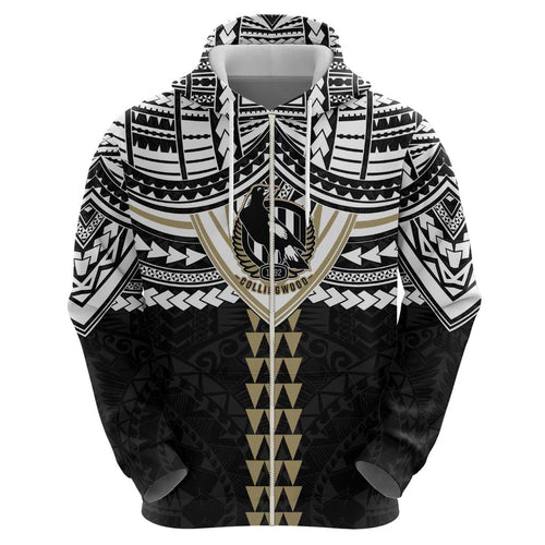 Personalized Collingwood Magpies Hoodie Polynesian Tribal Pattern Heritage Football