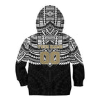 Personalized Collingwood Magpies Kid Hoodie Polynesian Tribal Pattern Heritage Football