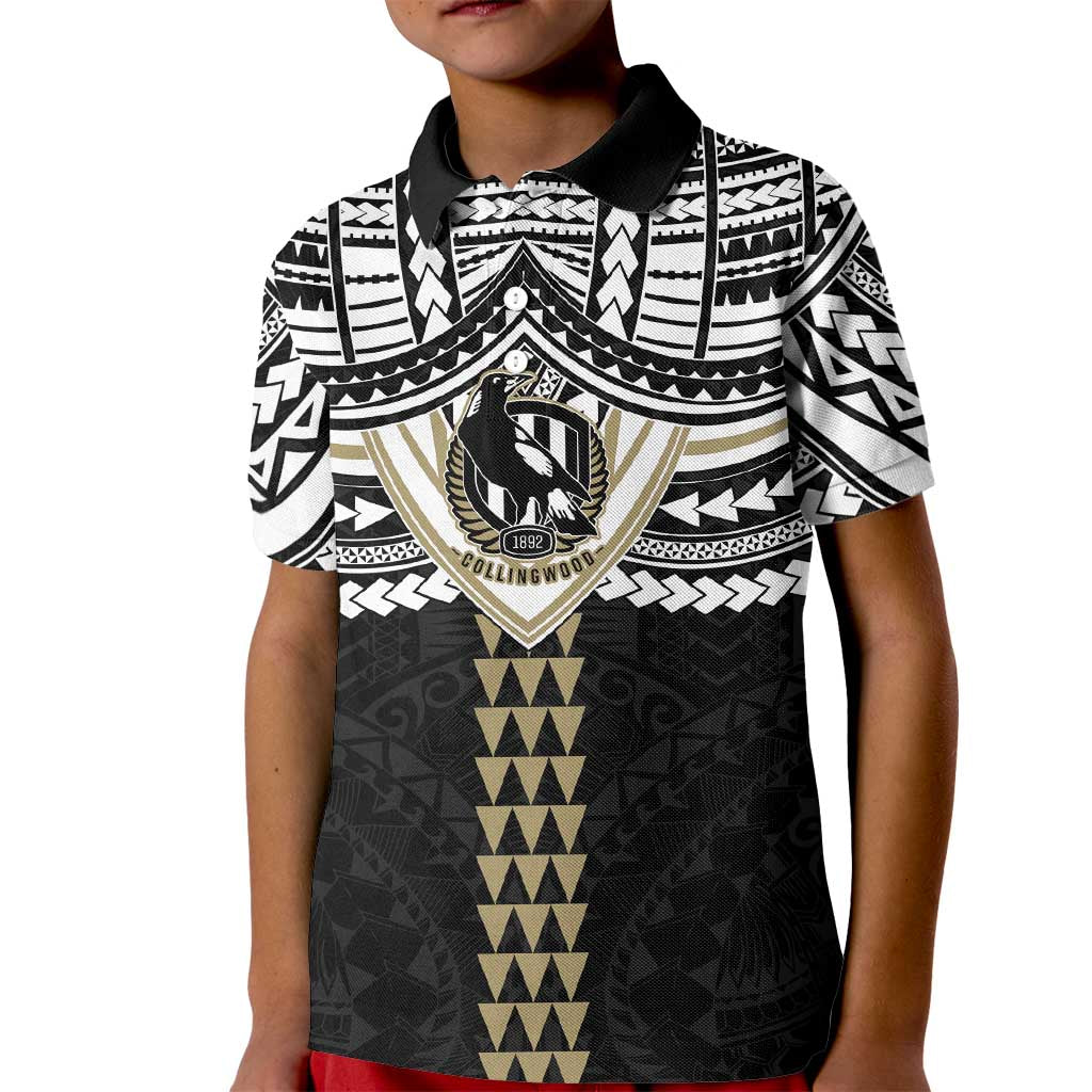 Personalized Collingwood Magpies Kid Polo Shirt Polynesian Tribal Pattern Heritage Football