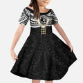 Personalized Collingwood Magpies Kid Short Sleeve Dress Polynesian Tribal Pattern Heritage Football