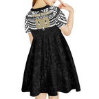 Personalized Collingwood Magpies Kid Short Sleeve Dress Polynesian Tribal Pattern Heritage Football