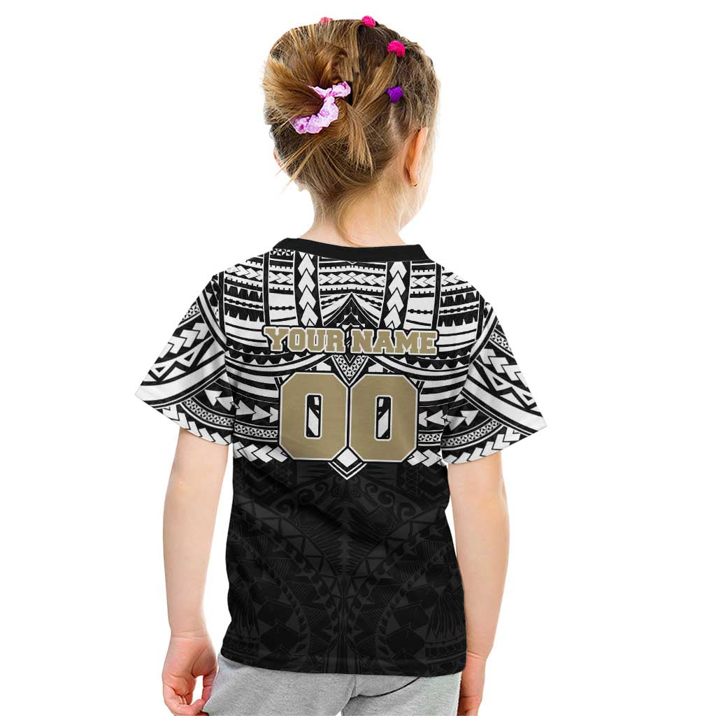 Personalized Collingwood Magpies Kid T Shirt Polynesian Tribal Pattern Heritage Football