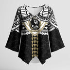 Personalized Collingwood Magpies Kimono Sleeve Blouse Polynesian Tribal Pattern Heritage Football
