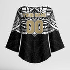 Personalized Collingwood Magpies Kimono Sleeve Blouse Polynesian Tribal Pattern Heritage Football