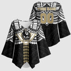 Personalized Collingwood Magpies Kimono Sleeve Blouse Polynesian Tribal Pattern Heritage Football