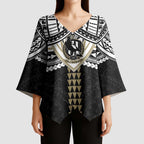 Personalized Collingwood Magpies Kimono Sleeve Blouse Polynesian Tribal Pattern Heritage Football