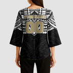 Personalized Collingwood Magpies Kimono Sleeve Blouse Polynesian Tribal Pattern Heritage Football