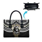 Personalized Collingwood Magpies Leather Bag Polynesian Tribal Pattern Heritage Football