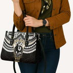 Personalized Collingwood Magpies Leather Bag Polynesian Tribal Pattern Heritage Football