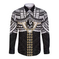 Personalized Collingwood Magpies Long Sleeve Button Shirt Polynesian Tribal Pattern Heritage Football