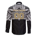 Personalized Collingwood Magpies Long Sleeve Button Shirt Polynesian Tribal Pattern Heritage Football