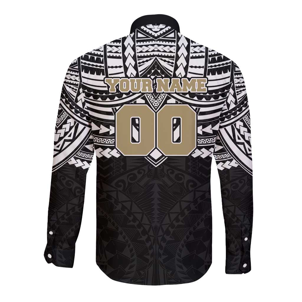 Personalized Collingwood Magpies Long Sleeve Button Shirt Polynesian Tribal Pattern Heritage Football