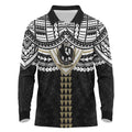 Personalized Collingwood Magpies Long Sleeve Polo Shirt Polynesian Tribal Pattern Heritage Football