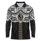 Personalized Collingwood Magpies Long Sleeve Polo Shirt Polynesian Tribal Pattern Heritage Football